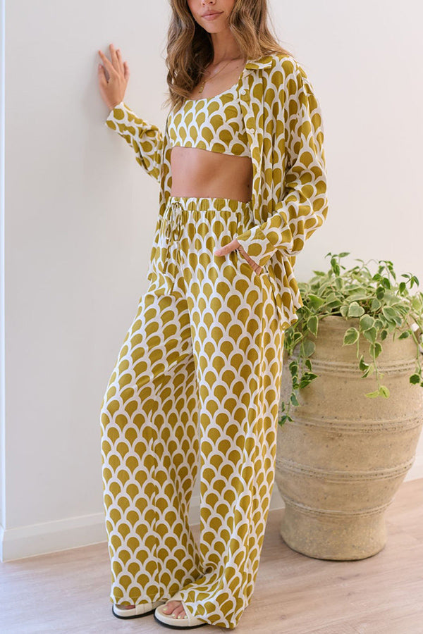Layne Mustard Print Shirt Set of Three