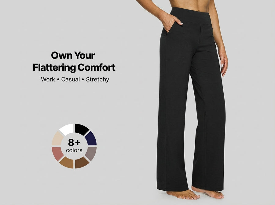WHITNEYT - Comfortable High-Waist Wide Leg Pants