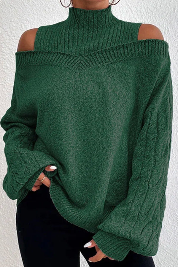 women's off shoulder turtleneck loose sweater