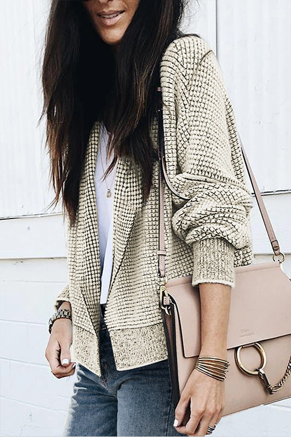 Contrast Trim Open Front Cardigan
