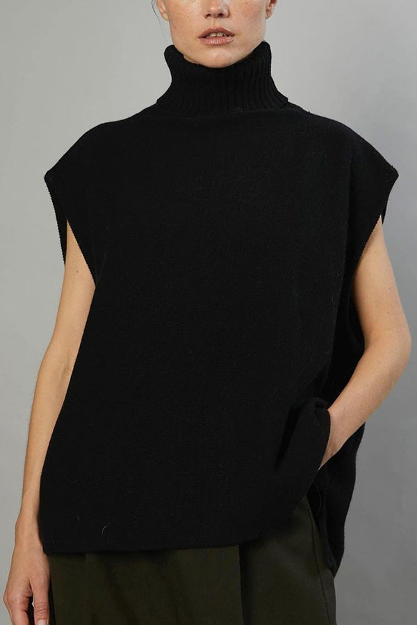 OCEAN | Turtleneck Sleeveless Top Fashion Casual Sweater