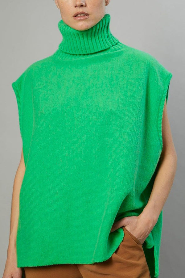 OCEAN | Turtleneck Sleeveless Top Fashion Casual Sweater