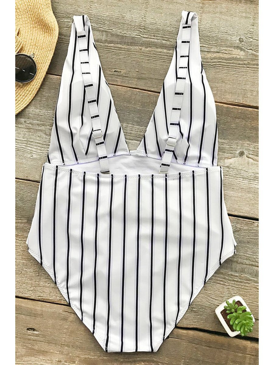 Striped Print On-piece Swimsuit
