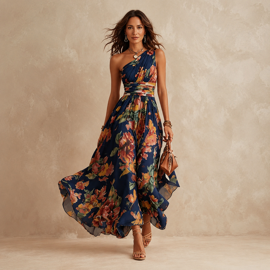Amelia | One-Shoulder Floral Maxi