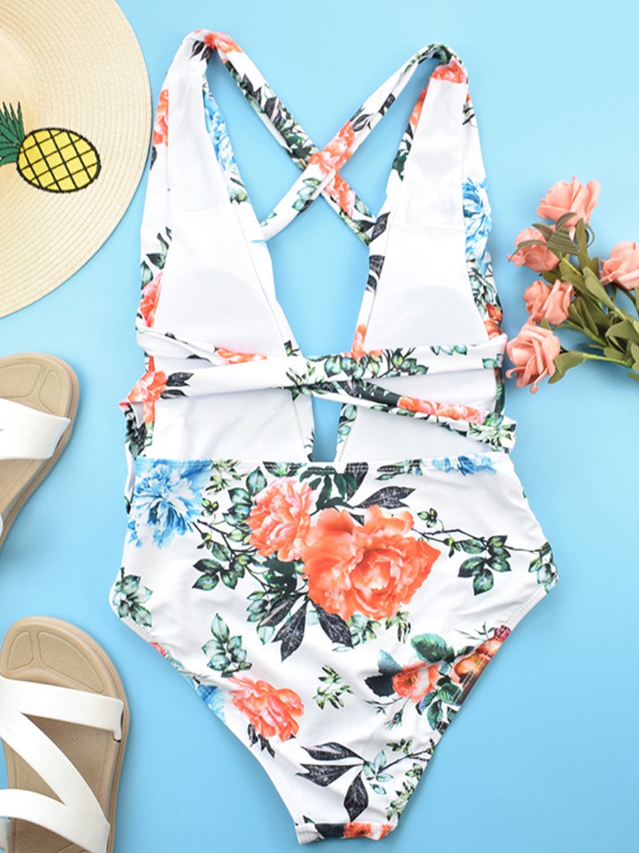 Floral One Piece Swimsuit For Women