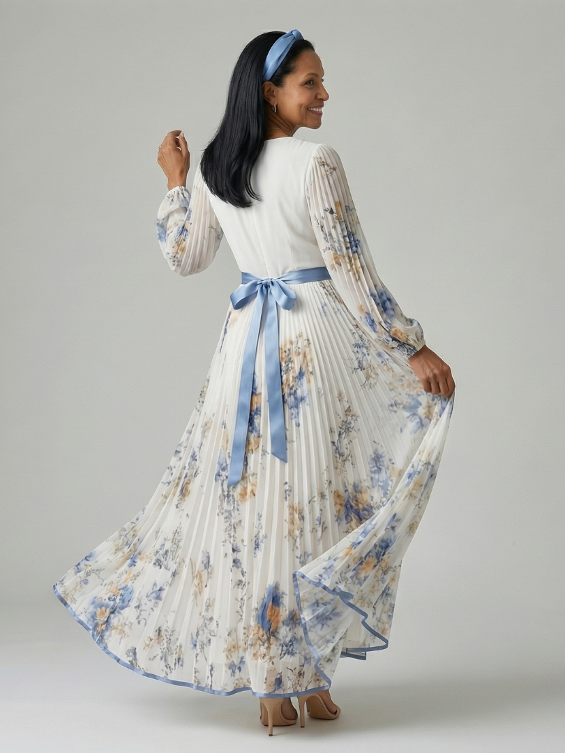 Rielle™ - Pleated Wrap Midi Dress