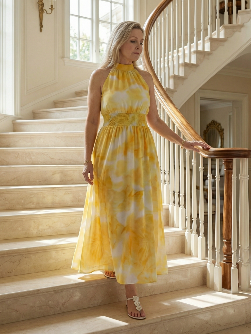 Sylin™ - Gathered Halter Midi Dress