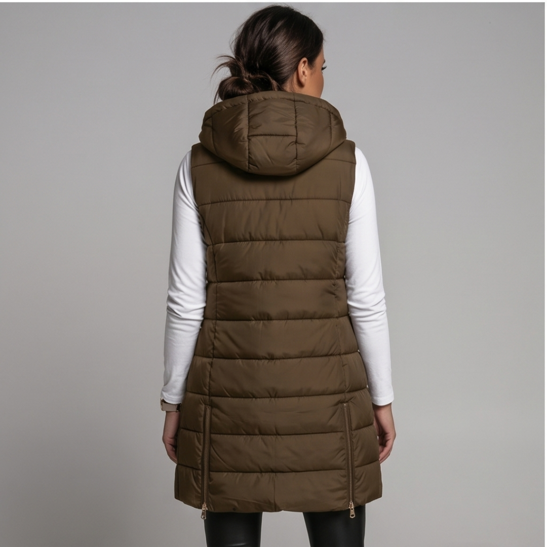 Aveline - Long Hooded Puffer Vest