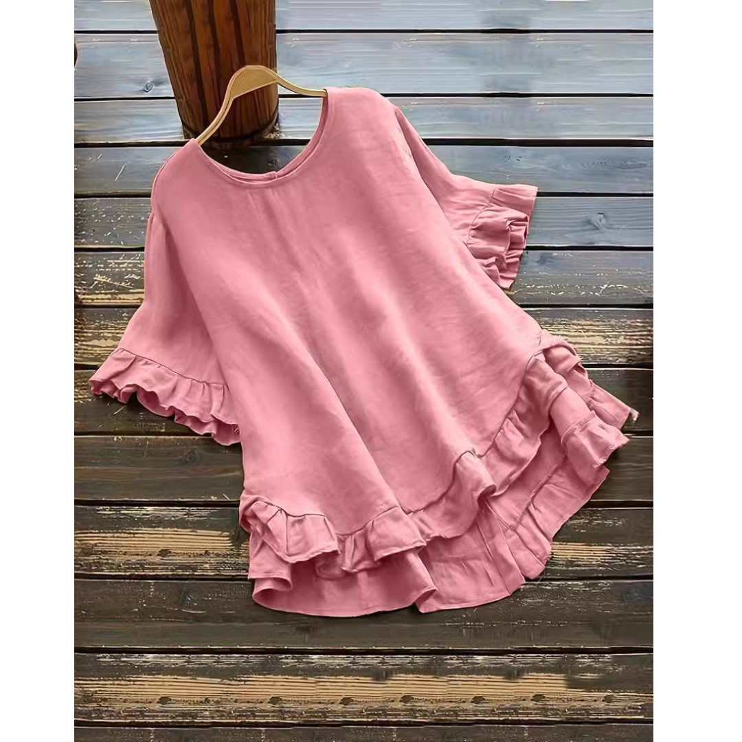EVITAT - Simple Plus Size Ruffle Hem