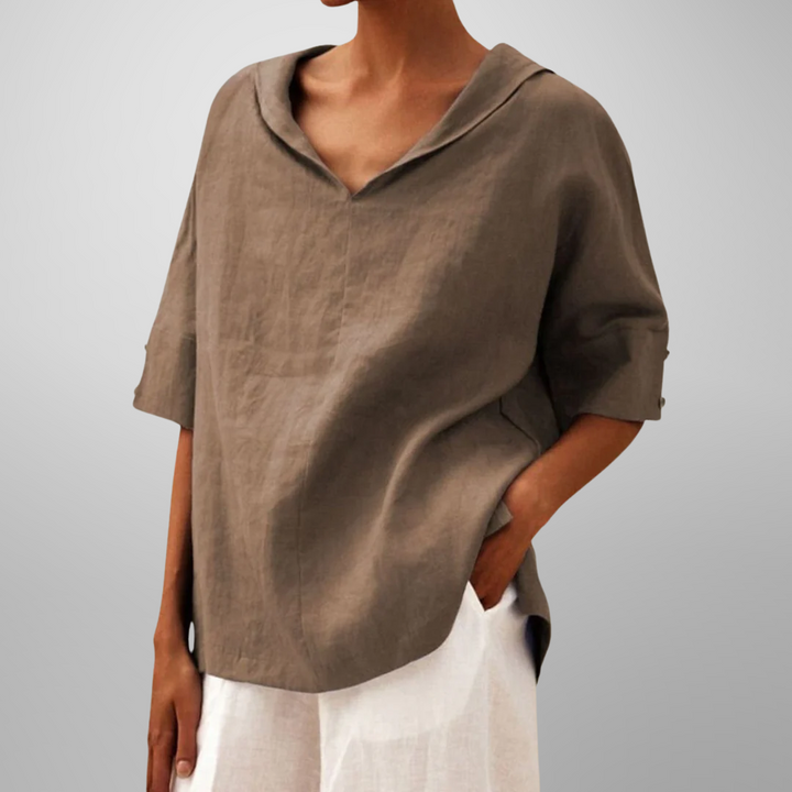 Calista - V-NECK TOP WITH COLLAR