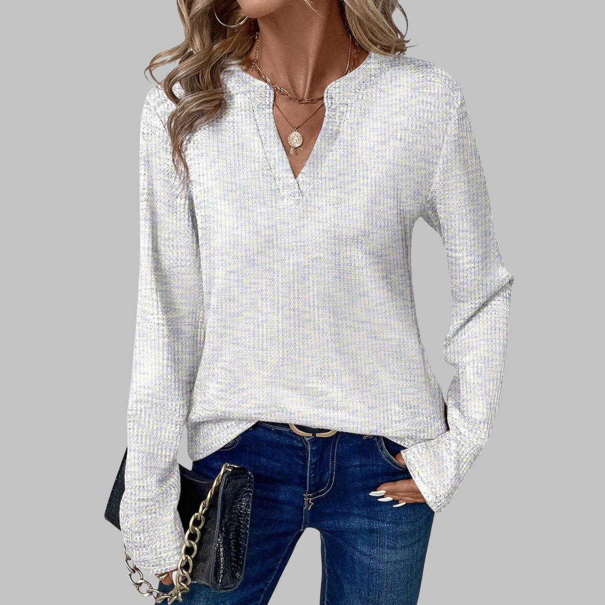 SHUKA™ - Cozy V-Neck Long Sleeve Blouse