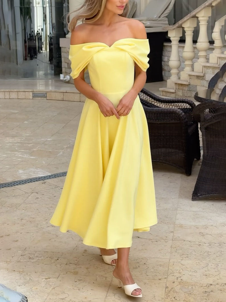 Candela | Elegant Off-Shoulder Draped Maxi Dress