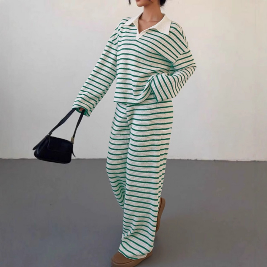 INCIT - Striped V-Neck Long Sleeve