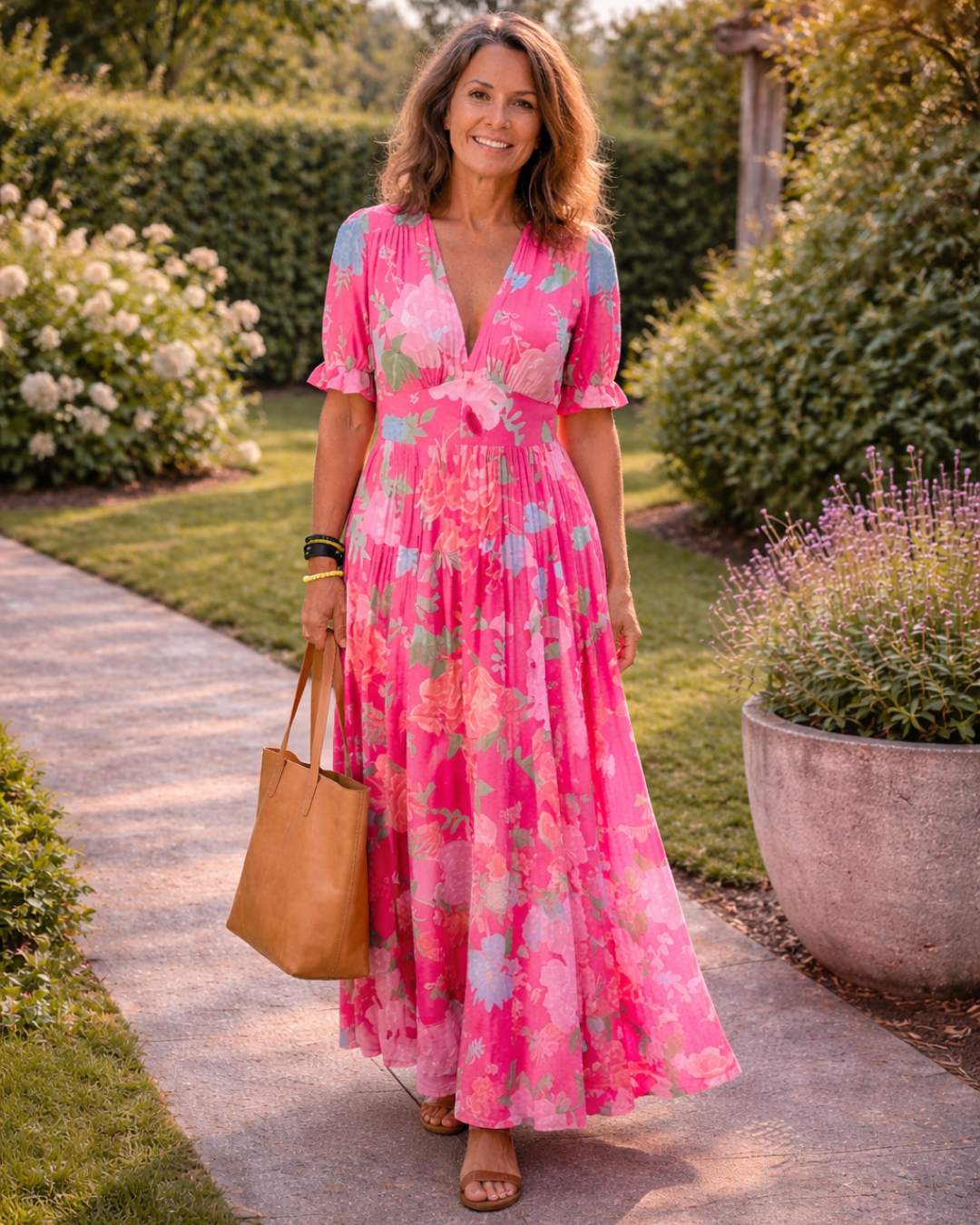 Della Floral V Neck Maxi Dress