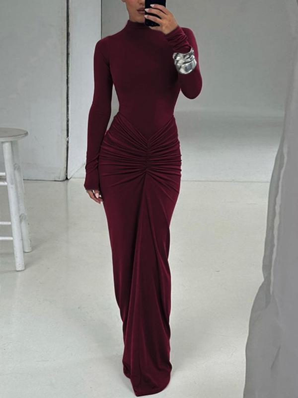 BETTYT - Classy Ruched Long Sleeve Mock