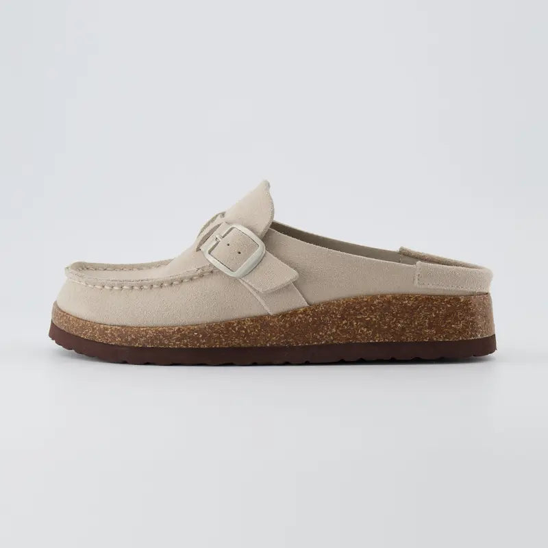 ELIZABETHT - Suede Cork Footbed Clogs Casual