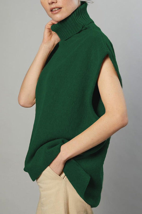 Turtleneck Sleeveless Top Fashion Casual Sweater