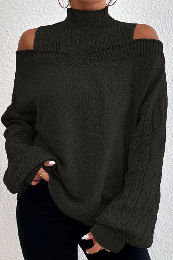 women's off shoulder turtleneck loose sweater