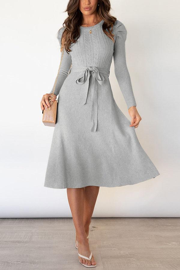 EVELYN | Bubble Long-sleeved Knitted Mid-length Dress