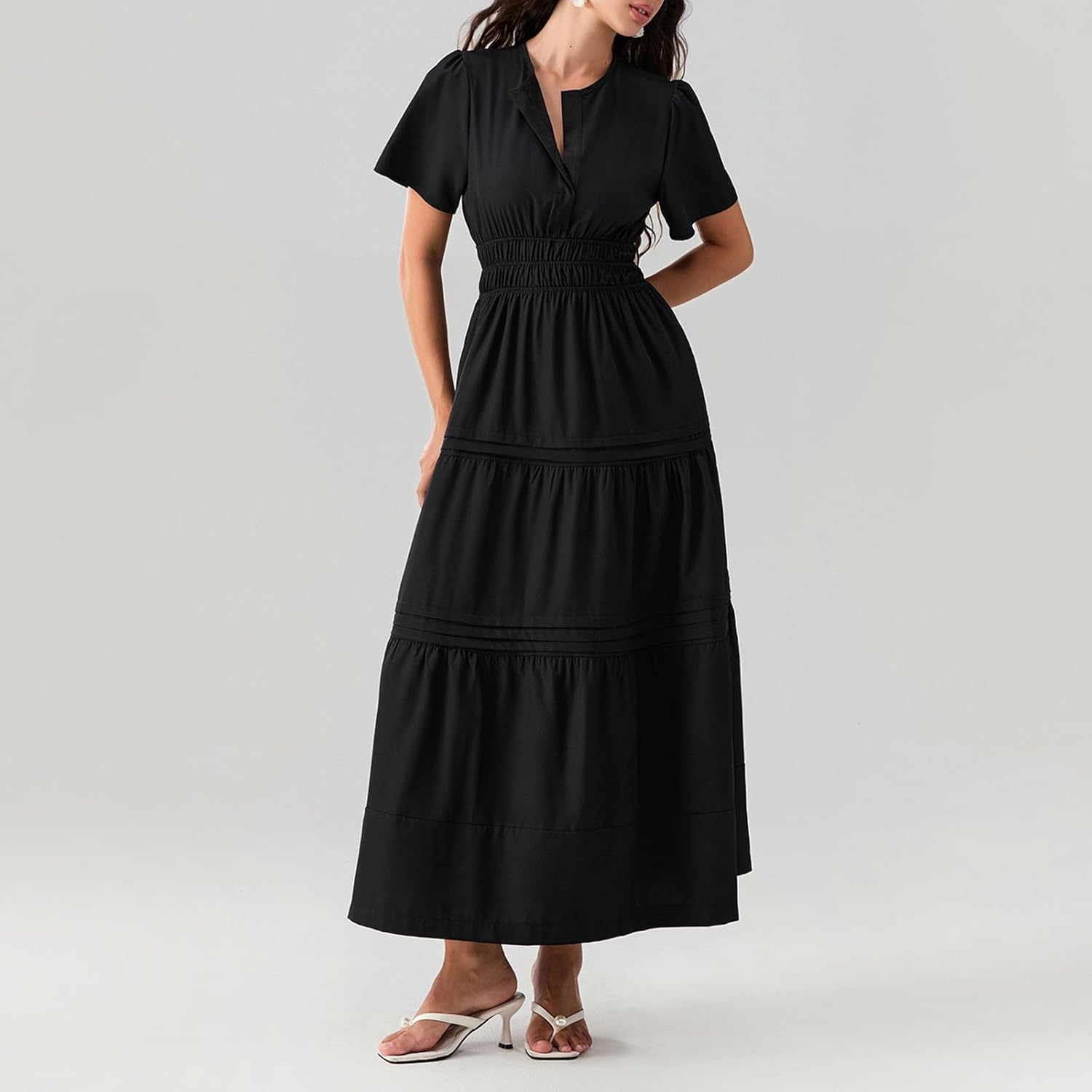 Lely | Lemon Dress V Neck Flowy Aline Beach Dress