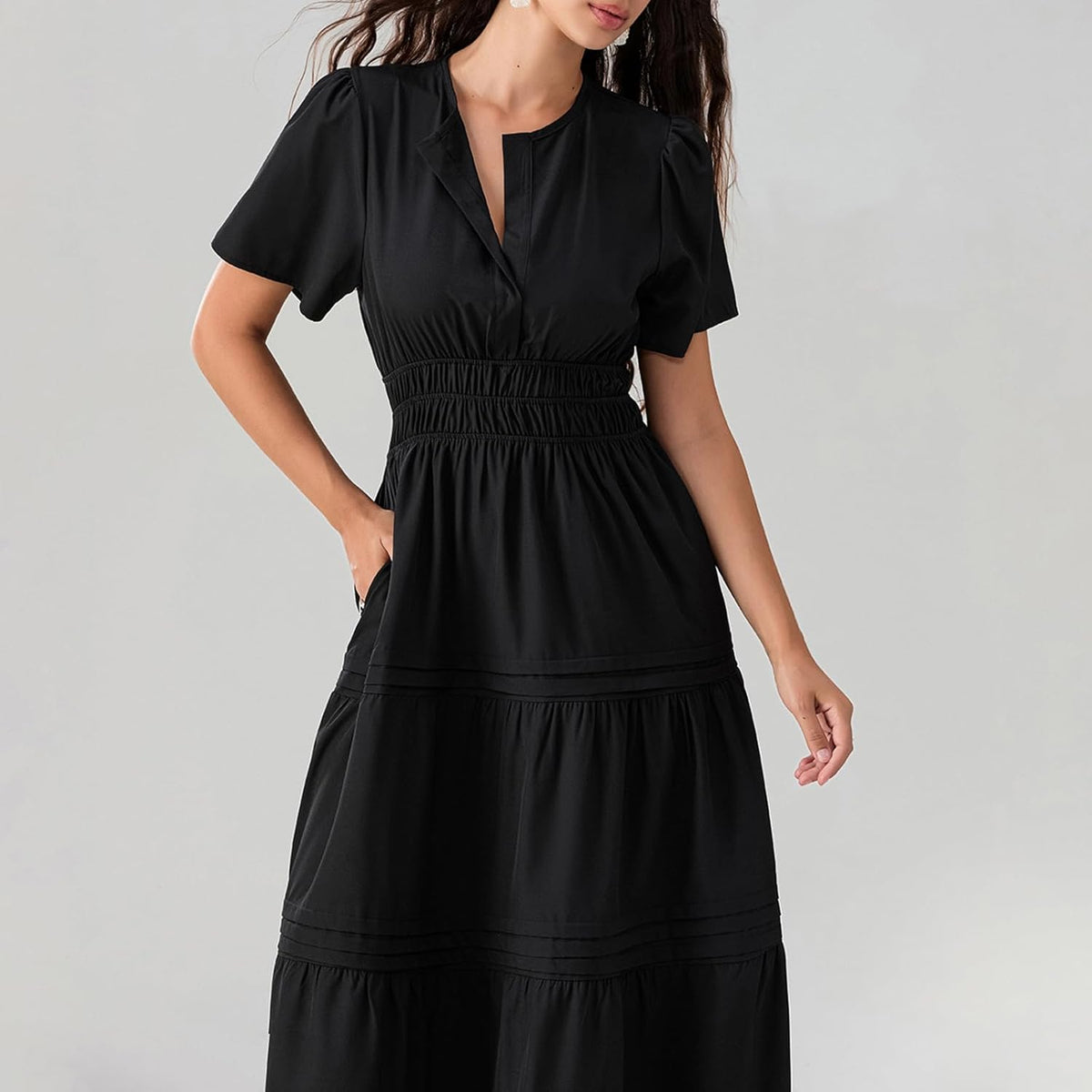 Lely | Lemon Dress V Neck Flowy Aline Beach Dress