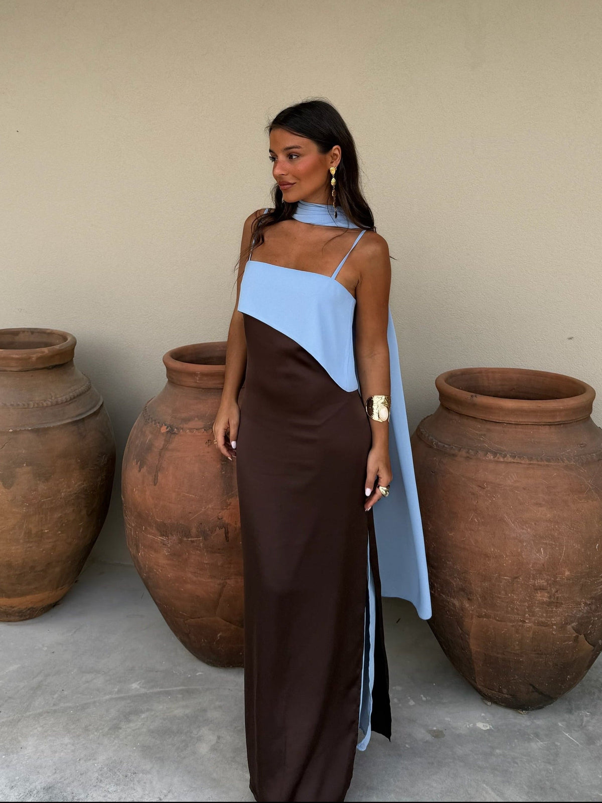 Viviana Dress | Brown & Blue