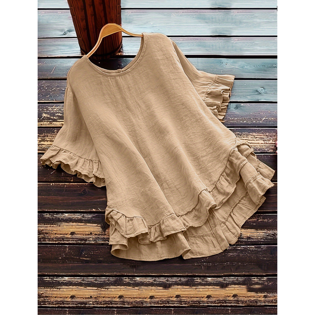 EVITAT - Simple Plus Size Ruffle Hem