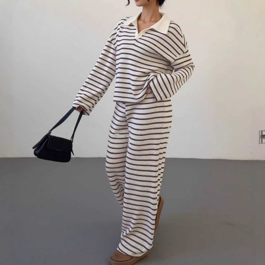 INCIT - Striped V-Neck Long Sleeve