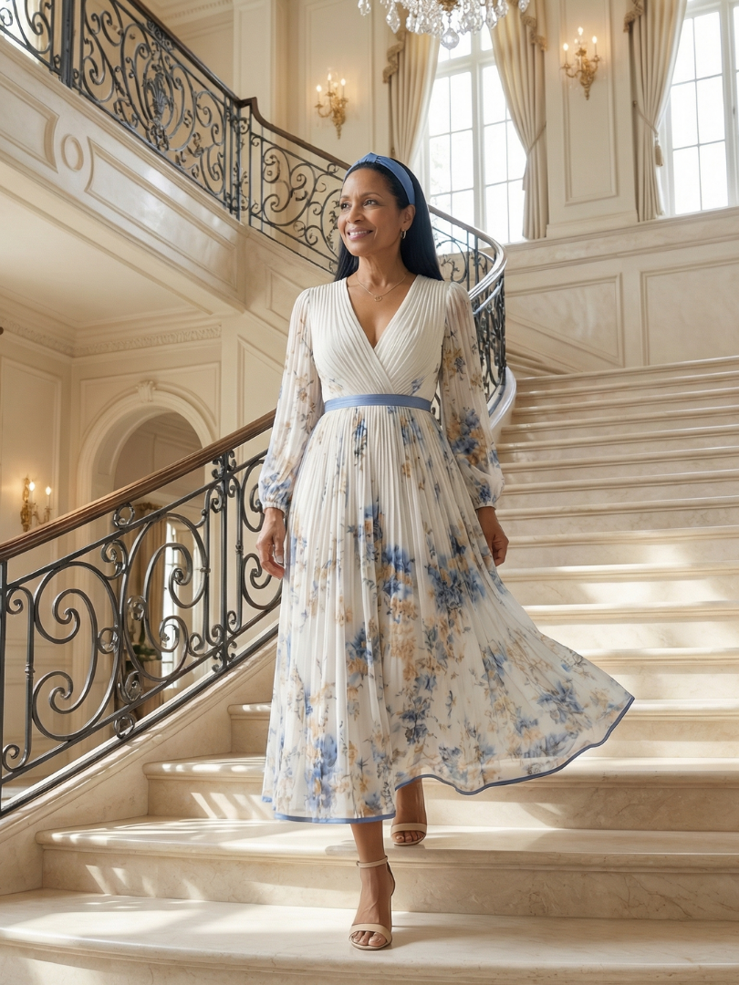 Rielle™ - Pleated Wrap Midi Dress