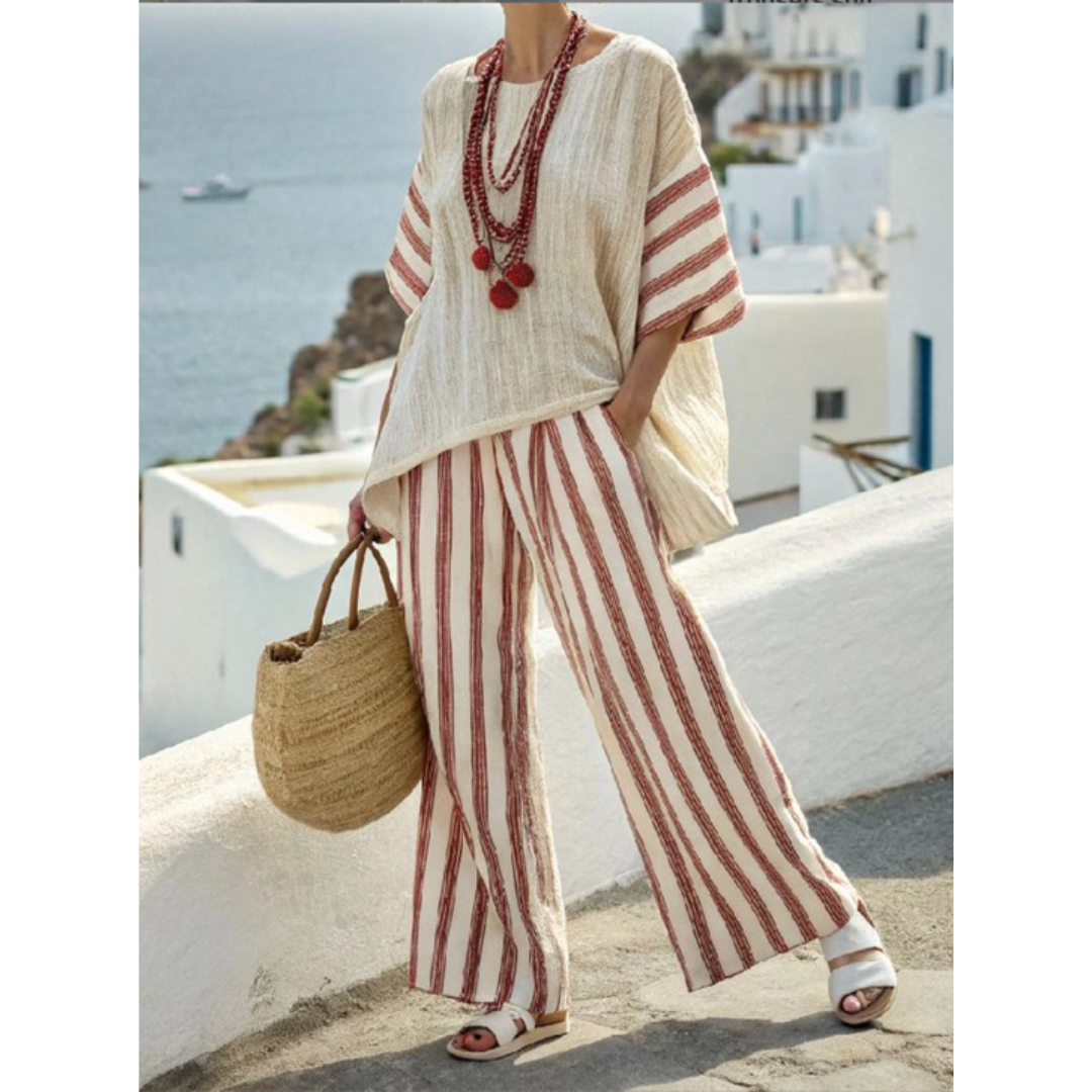Marina Red | Striped Two-Piece Set