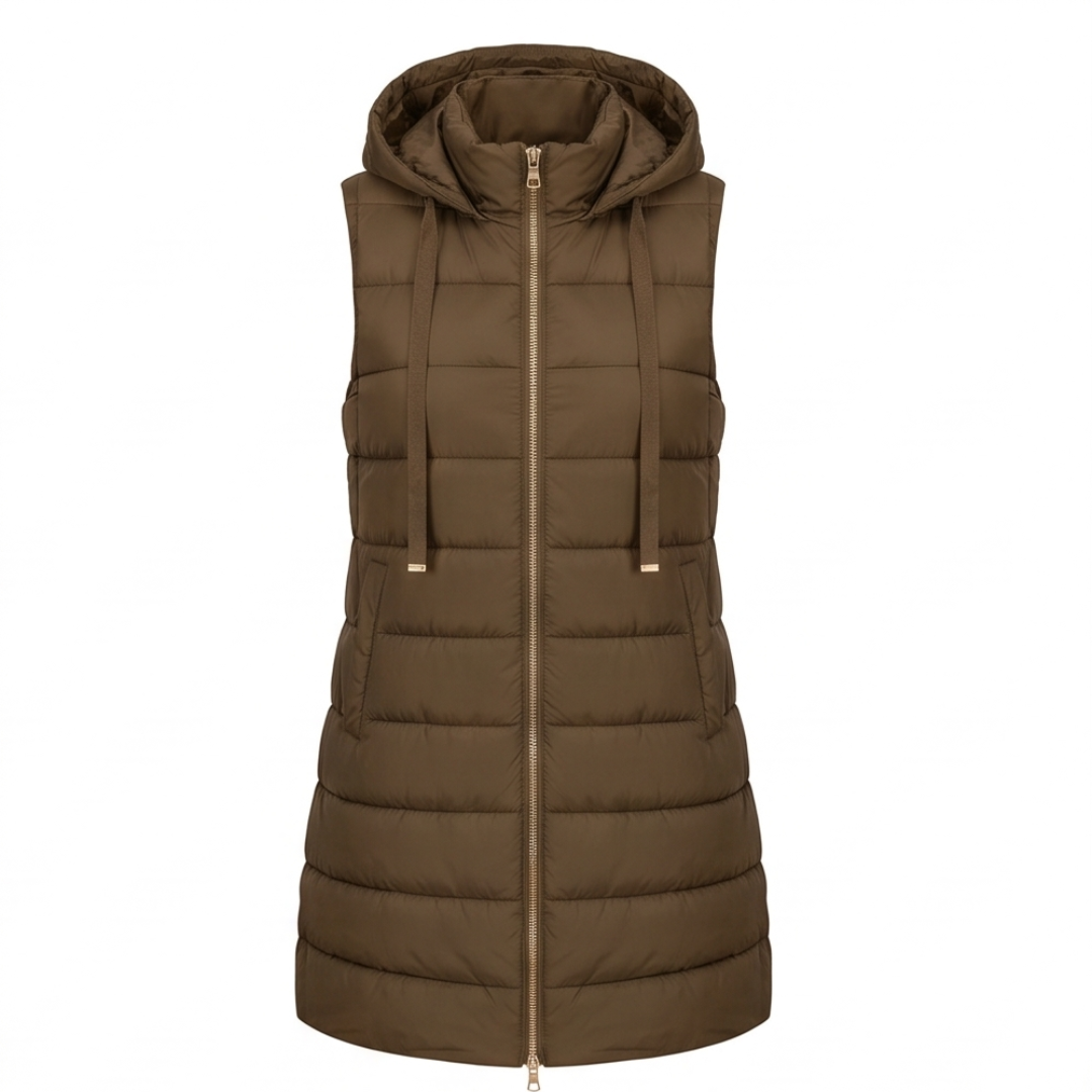 Aveline - Long Hooded Puffer Vest