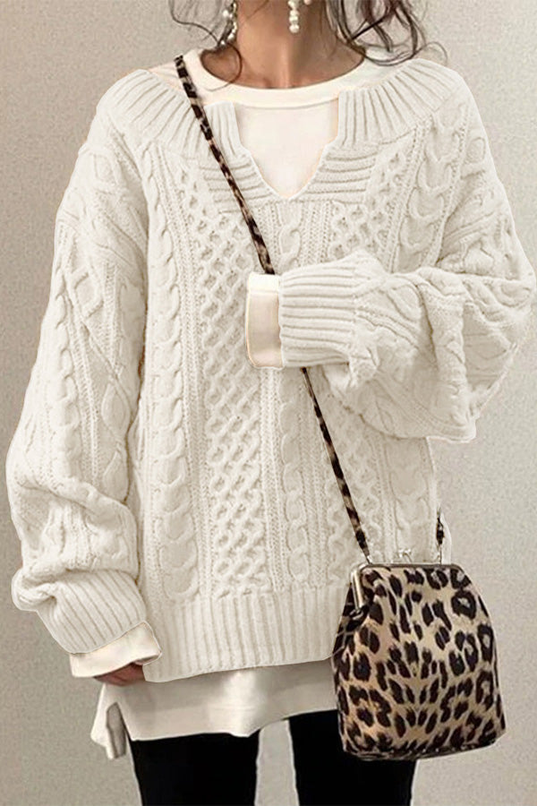 TINA | Knitted Pattern Casual Knit Sweater