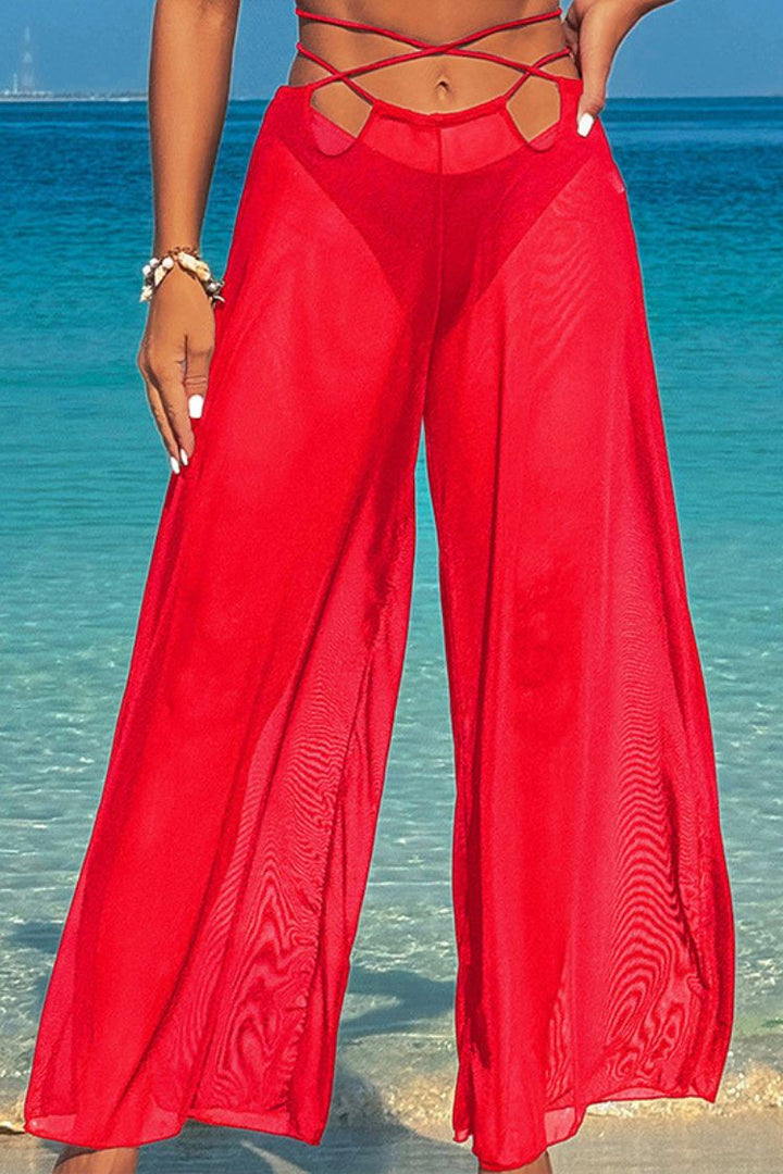 Mesh Loose Elastic Wide-Leg Pants