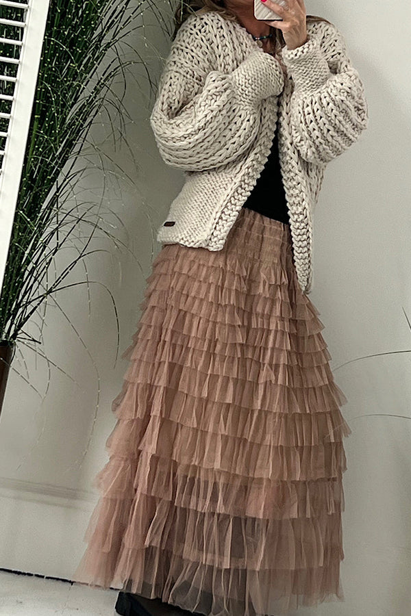 Touch of Fall Ballnoon Sleeve Loose Cardigan