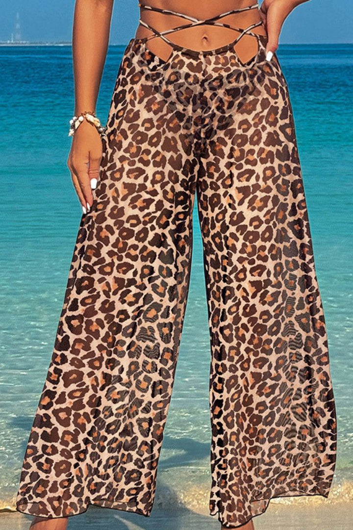 Mesh Loose Elastic Wide-Leg Pants