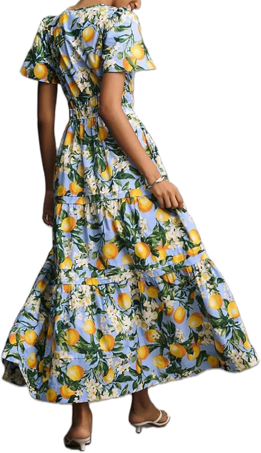 Lely | Lemon Dress V Neck Flowy Aline Beach Dress