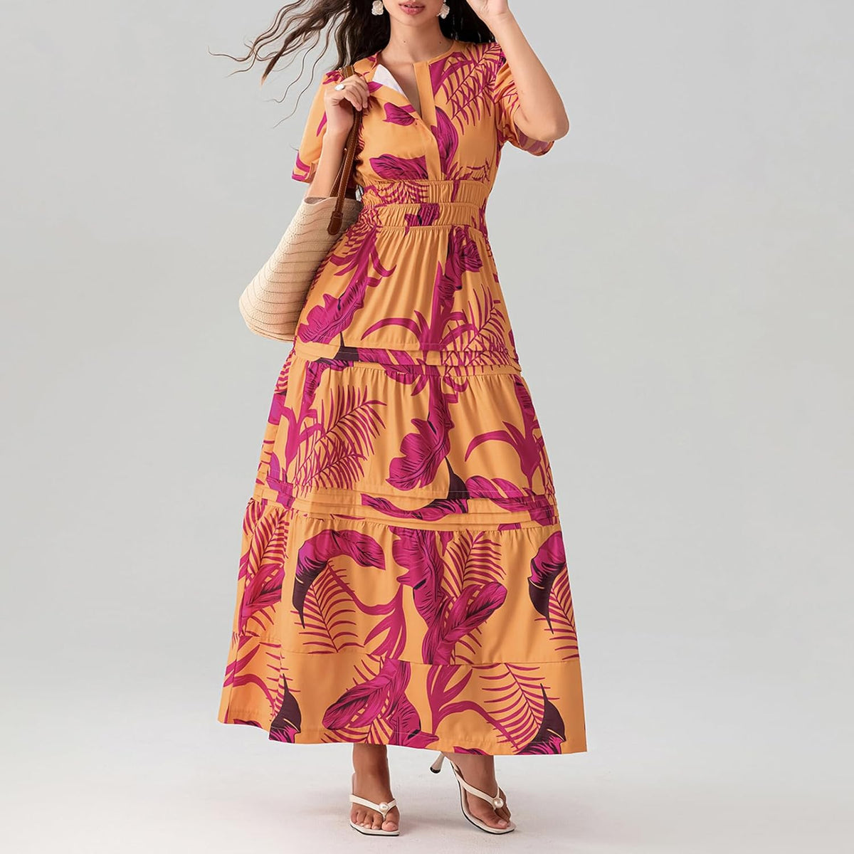Lely | Lemon Dress V Neck Flowy Aline Beach Dress