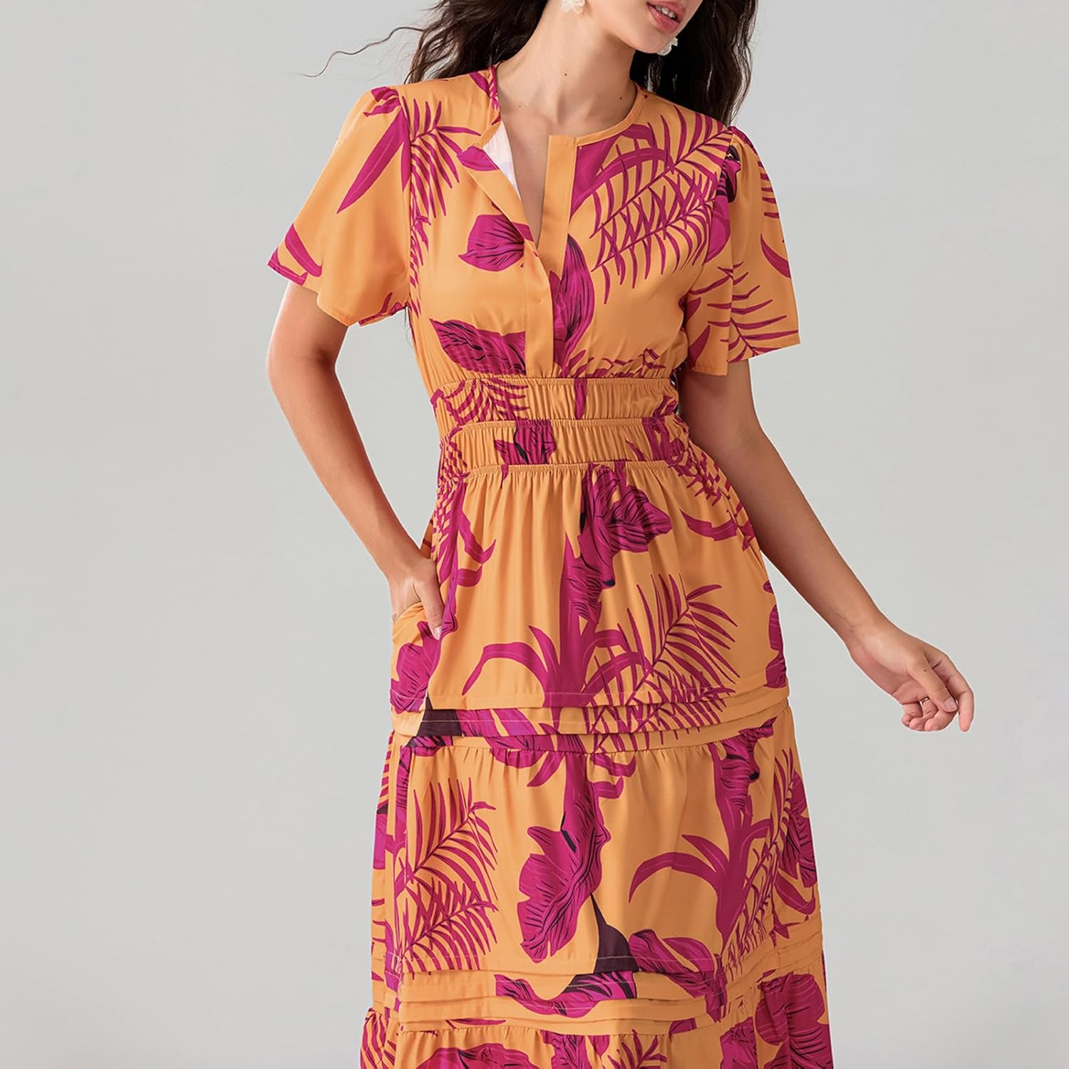 Lely | Lemon Dress V Neck Flowy Aline Beach Dress