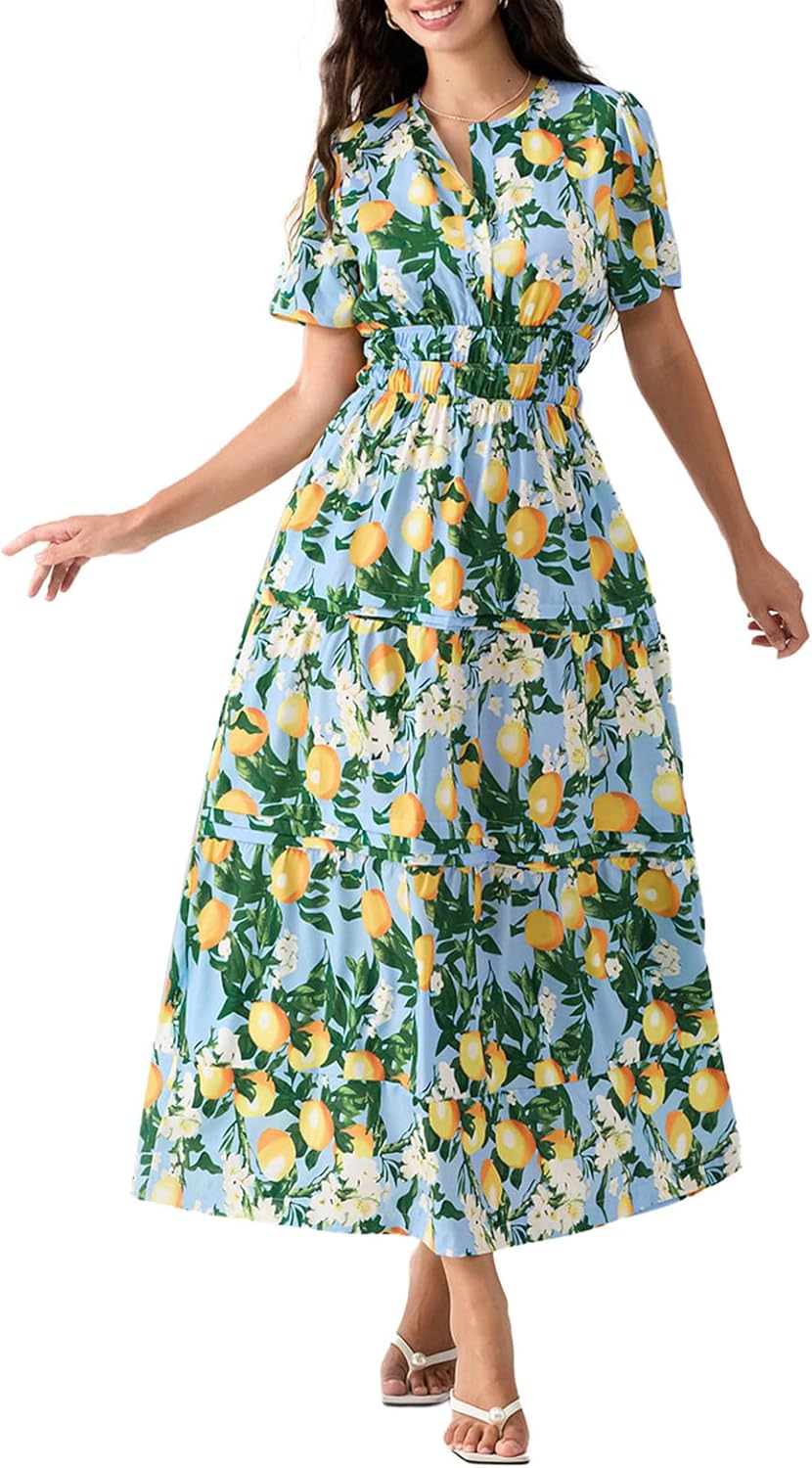 Lely | Lemon Dress V Neck Flowy Aline Beach Dress