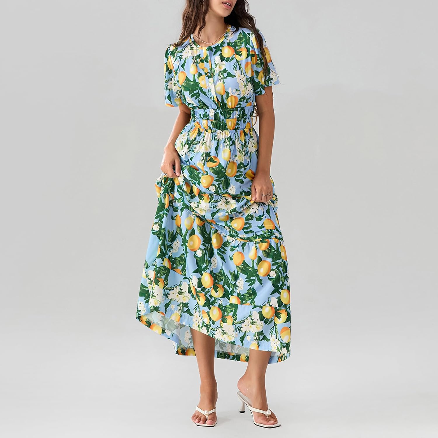 Lely | Lemon Dress V Neck Flowy Aline Beach Dress