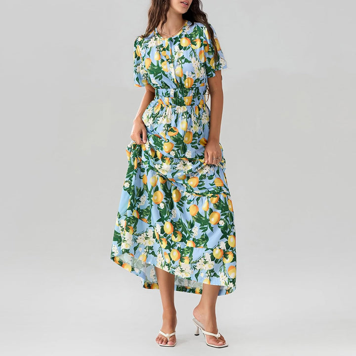 Lely | Lemon Dress V Neck Flowy Aline Beach Dress