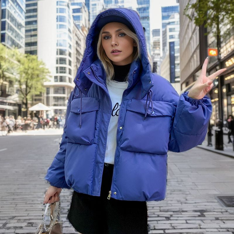 women's short pocket workwear cotton coat