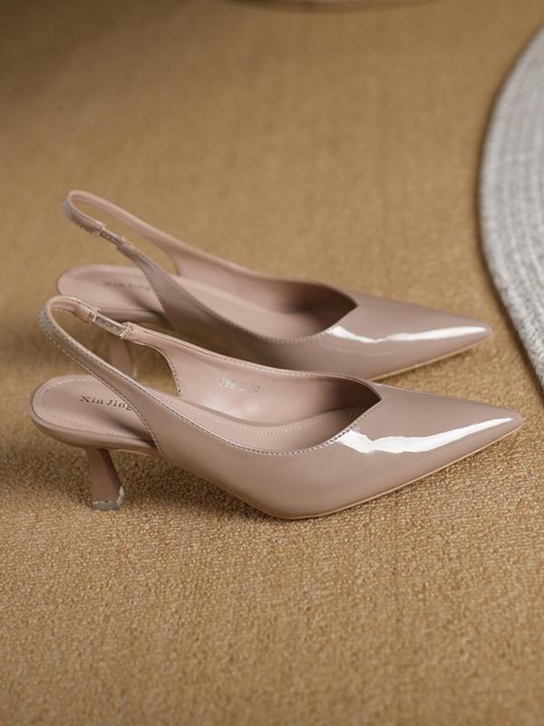 AMIRAT - PU Leather Slingback Heels Simple