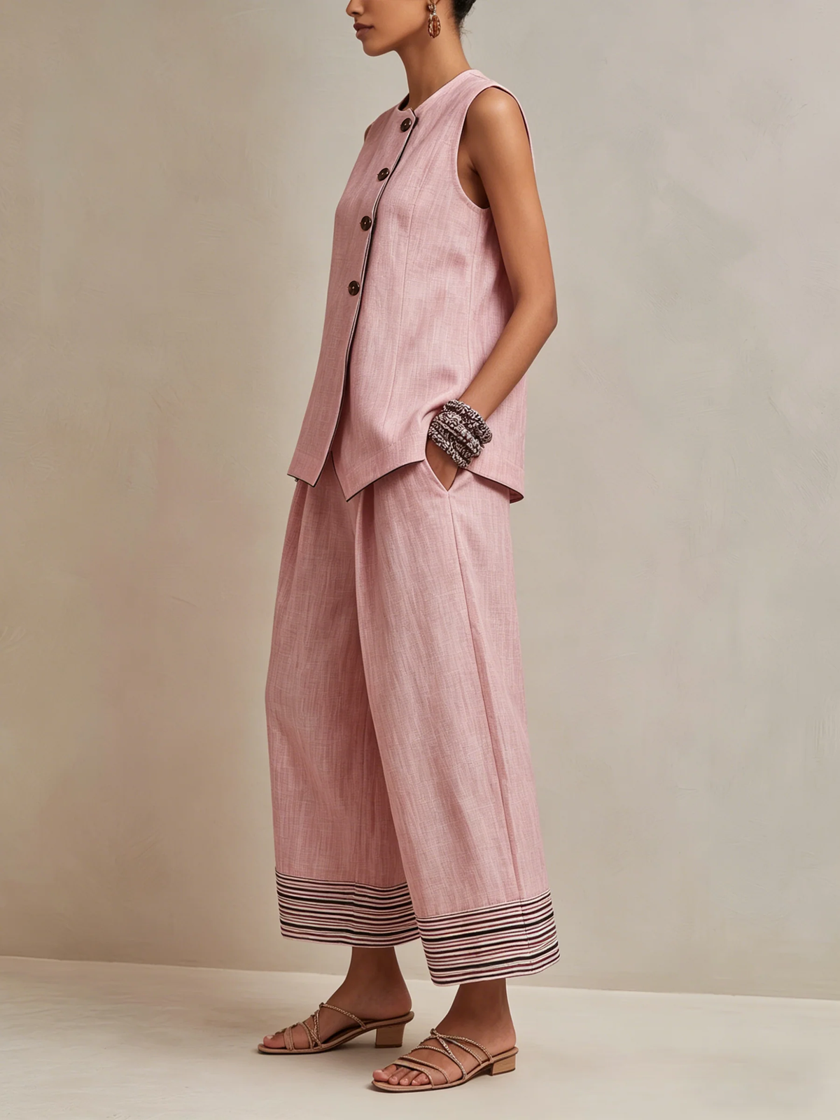 Elodie | Linen-Blend Vest & Culotte Set