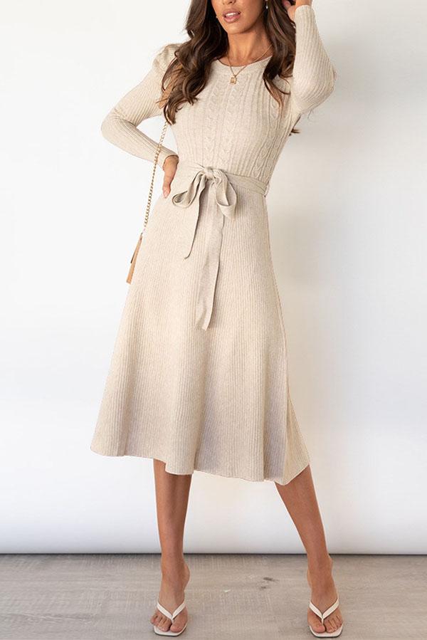 EVELYN | Bubble Long-sleeved Knitted Mid-length Dress