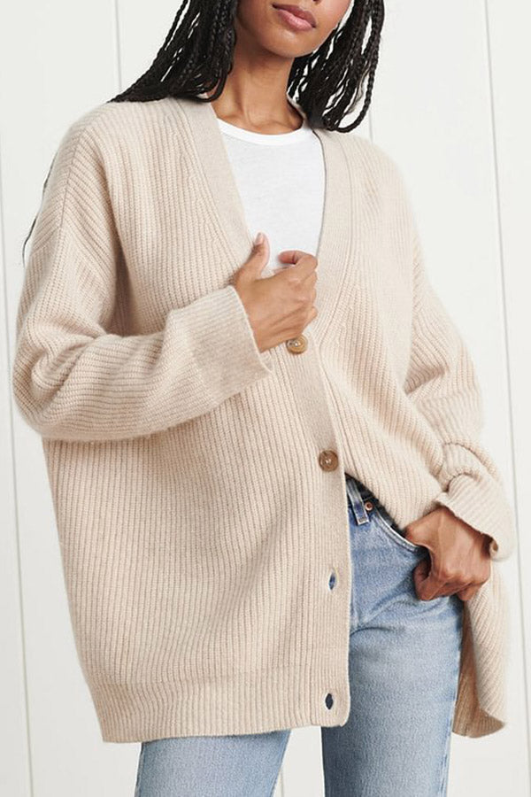Mountain View Knit Ribbed Button Relaxed Cardigan