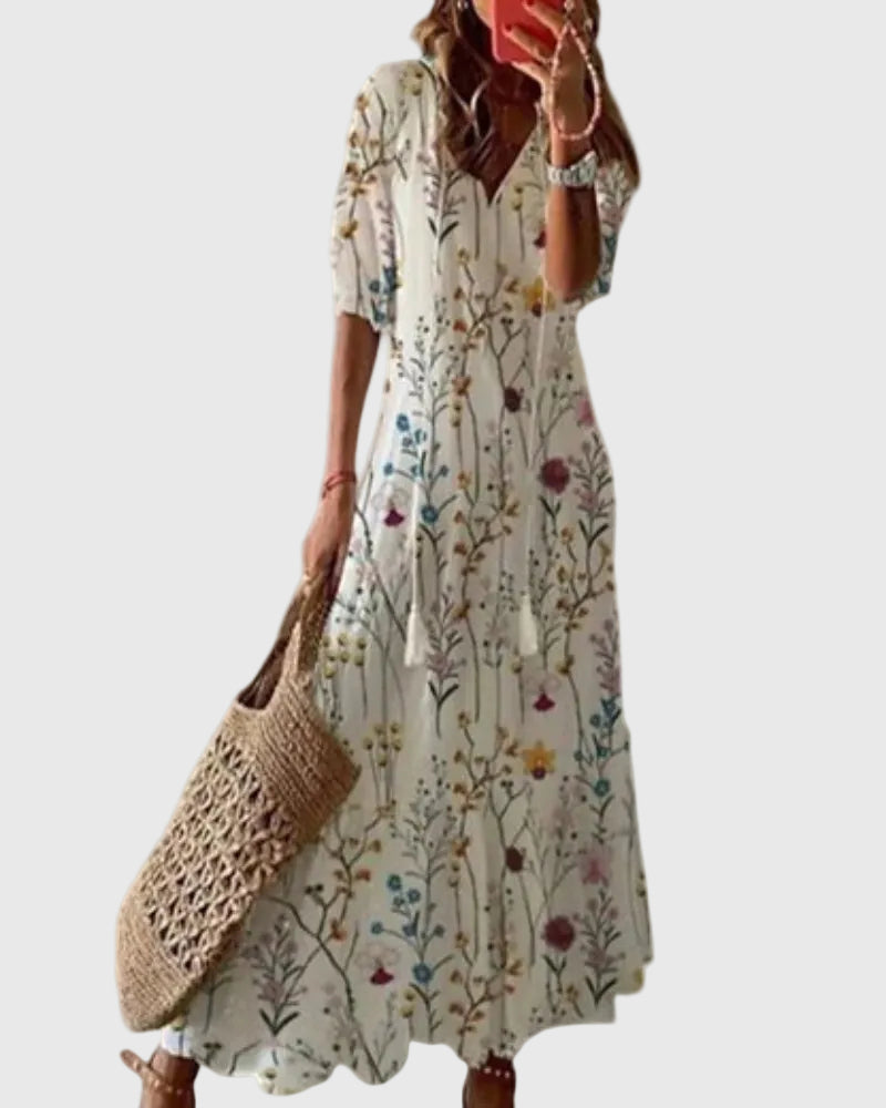 Amalia™ – Boho Vintage Summer Maxi Dress