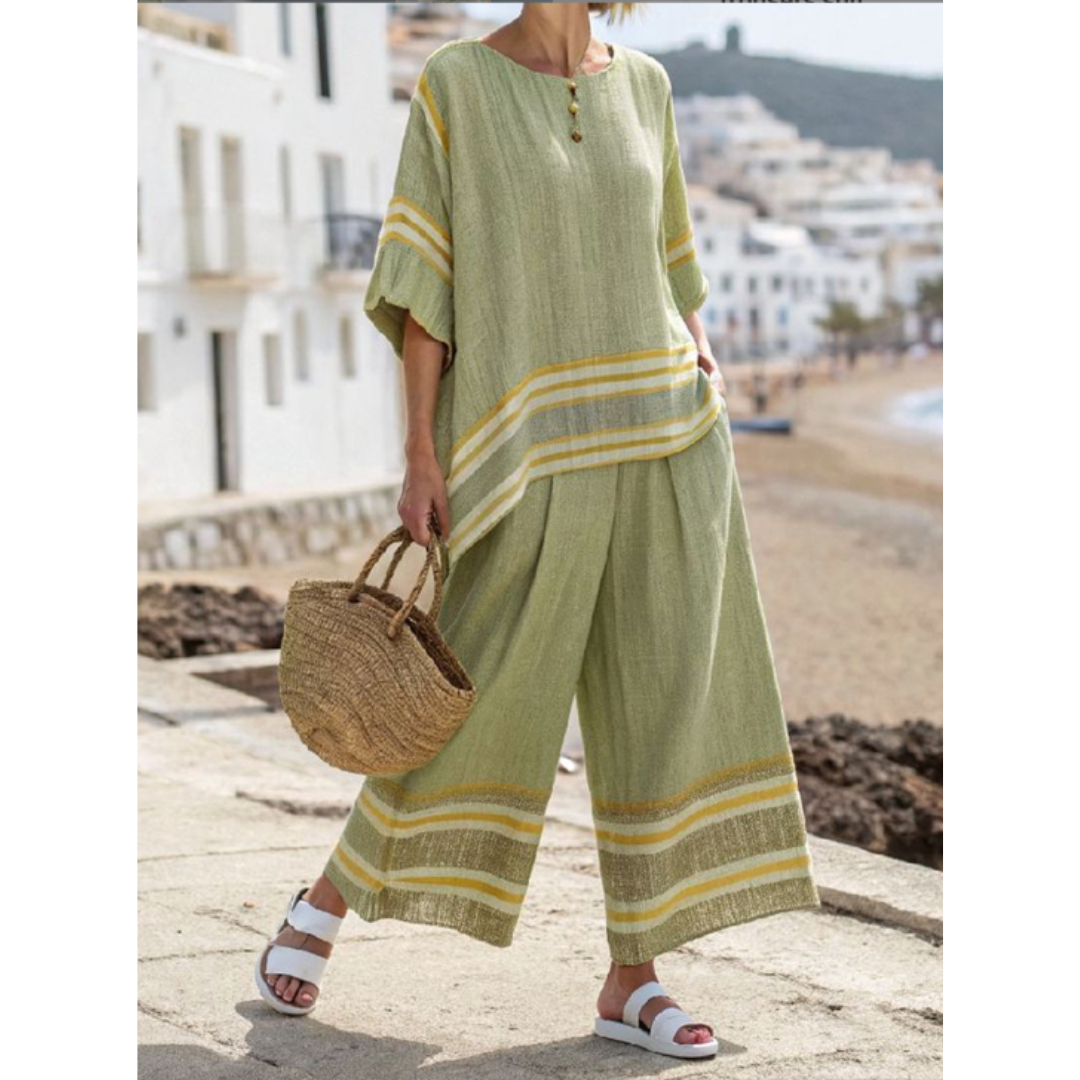 Marina F GREEN | Striped Two-Piece Set