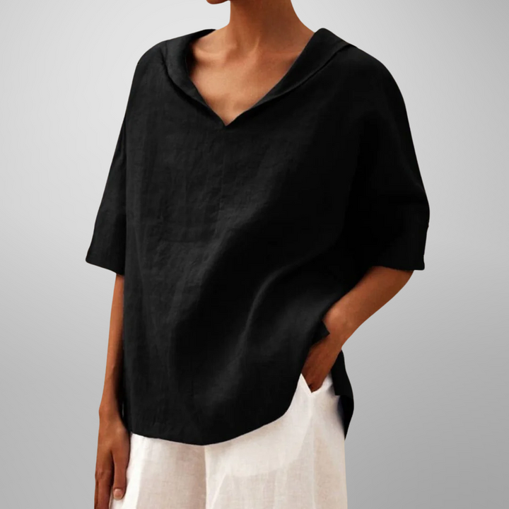 Calista - V-NECK TOP WITH COLLAR