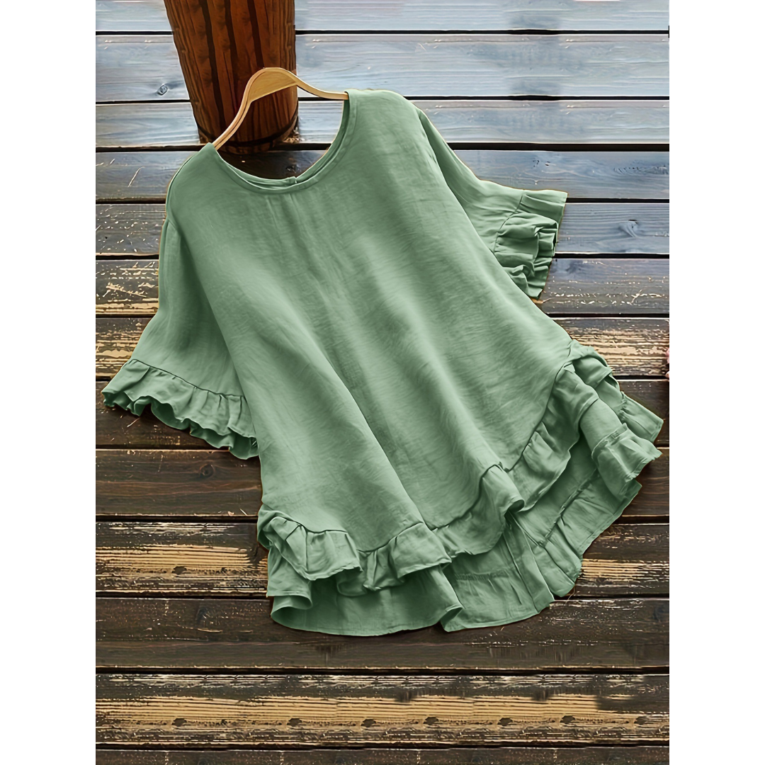 EVITAT - Simple Plus Size Ruffle Hem